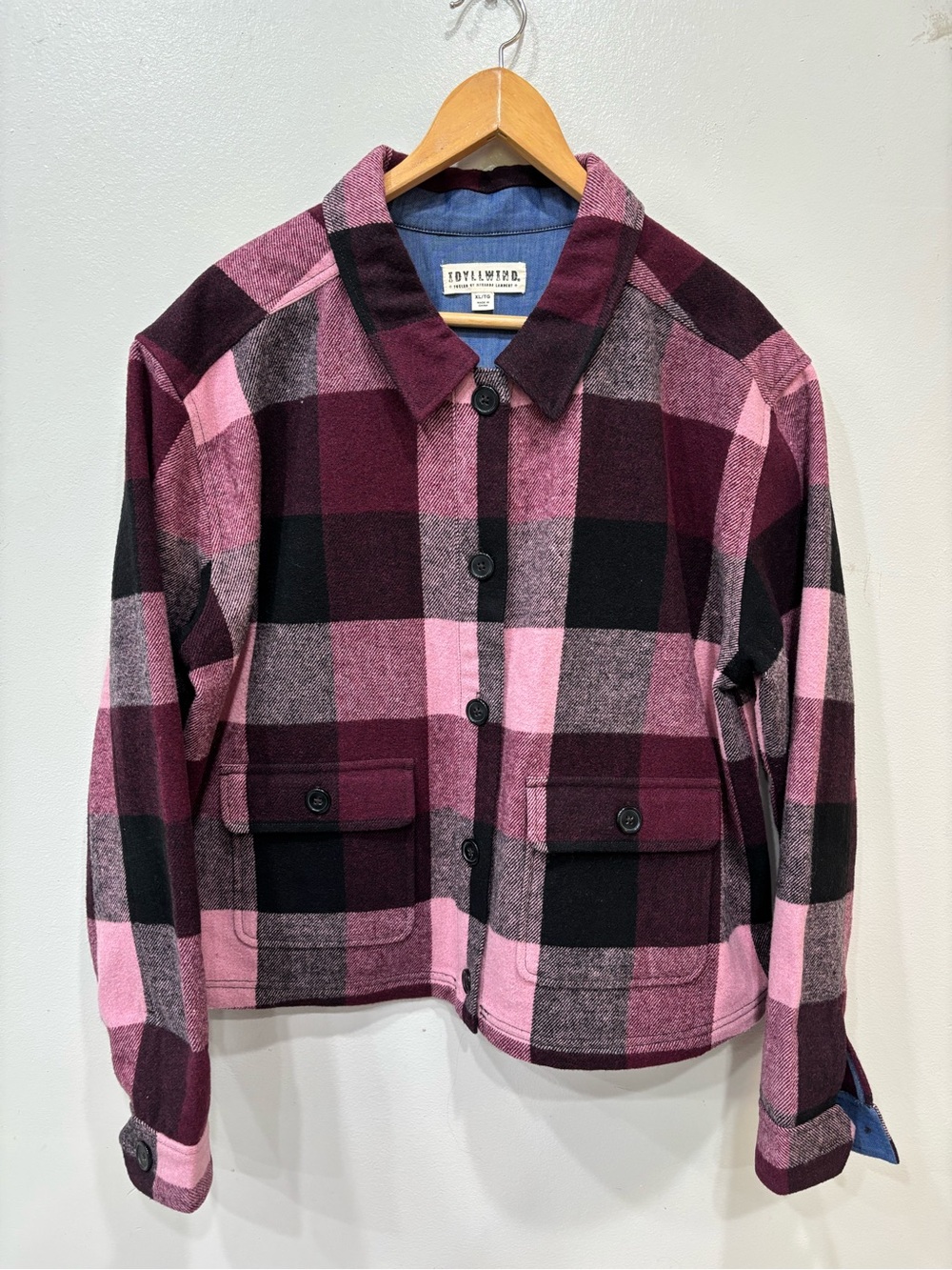 Idyllwood Plaid Wool Blend Pocket Days Shacket Jacket Women’s Size XL